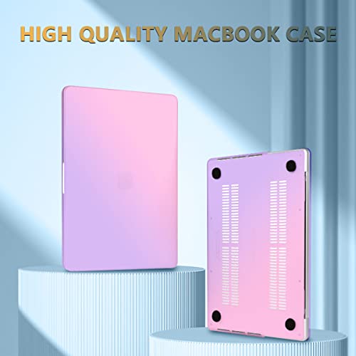 Teryeefi Case for MacBook Air 13.6 Inch Model A3240 A3113 A2681 (2022-2025 Release), Laptop Hard Case+USB 3 Adapter+Keyboard Cover+Stickers for MacBook Air 13 inch M4 M3 M2, Gradient Fink to Purple - color: Gradient Pink to Purple