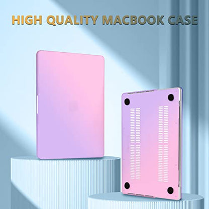 Teryeefi Case for MacBook Air 13.6 Inch Model A3240 A3113 A2681 (2022-2025 Release), Laptop Hard Case+USB 3 Adapter+Keyboard Cover+Stickers for MacBook Air 13 inch M4 M3 M2, Gradient Fink to Purple - color: Gradient Pink to Purple