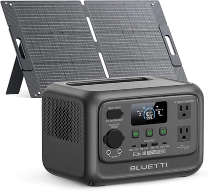 BLUETTI Solar Generator Elite 30 V2 with 100W Solar Panel Included 288Wh | LiFePO4 Portable Power Station, 600W AC Outlets (1500W Power Lifting), 10ms UPS, Fast Charge for Camping, Home Use, Emergency - style: BLUETTI Elite 30 V2+100W Solar Panel