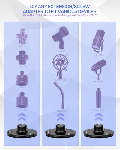 Mic Podium Flange Mounts with Pad KB48 - Microphone Gooseneck Table Mounts with 5/8-27 Male 3/8-16 Female Threads and Mounting Screws, 2PCS - color: FLANGE MOUNT (2PCS)