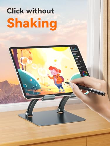 tounee Tablet Holder Stand, Dual Rod Adjustable Aluminum Desktop Stand, Compatible with 4.7-16.9" iPads, Surface Tablets, Portable Monitors, Kindle & More (Gray) - color: Gray