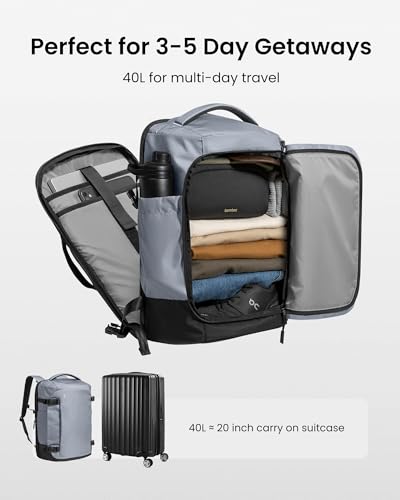 tomtoc Travel Backpack, TSA Friendly Flight Approved Carry-on Luggage Hand Water-resistant Lightweight Business Rucksack - color: Silver Gray-ripstop, size: 28L