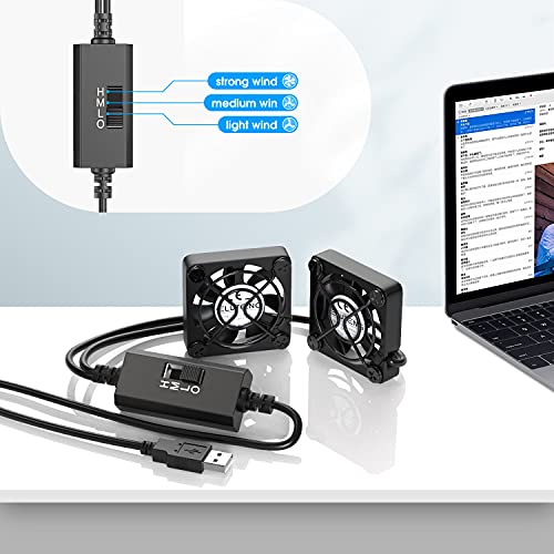 ELUTENG Dual 40mm USB Fan with 3 Speeds Adjustable 5V PC Fan Max 5500RPM | 40mm * 40mm * 25mm Mini Case Fan Quiet Computer Fan Compatible for PC, TV Box, Router, Xbox, PlayStation - size: 40mm