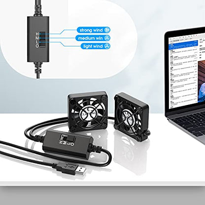 ELUTENG Dual 40mm USB Fan with 3 Speeds Adjustable 5V PC Fan Max 5500RPM | 40mm * 40mm * 25mm Mini Case Fan Quiet Computer Fan Compatible for PC, TV Box, Router, Xbox, PlayStation - size: 40mm
