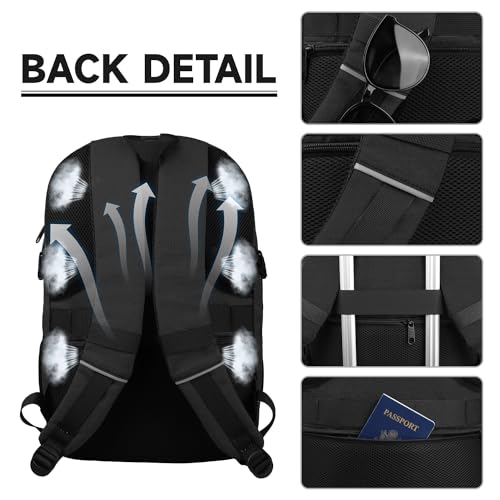Lapsouno 17 Inch Laptop Backpack, Carry On Travel Backpack, Durable Extra Large TSA Business Backpack with USB Port, Water Resistant Anti Theft Gift for Men Women, Black