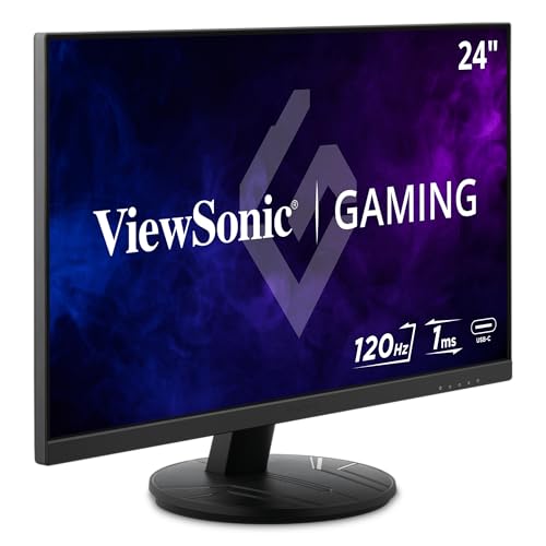 ViewSonic VX2416A 24 Inch 1080p Gaming Monitor, IPS Display with 120Hz and 1ms for Smooth Home Entertainment, Eye Care Technology, DisplayPort, USB-C, and HDMI Inputs - size: 24-Inch