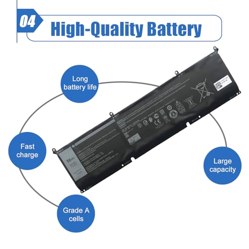 56Wh 8FCTC Laptop Battery Compatible with DELL XPS 15 9500 XPS 15 9500-R1505S -R1845S -R1845TS -R1945TS Series Notebook 3ICP7/73/64 DVG8M P8P1P 11.4V 4650mAh - size: 11.8*2.13*0.18 inch 8FCTC