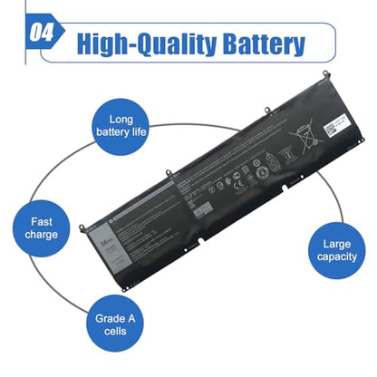 56Wh 8FCTC Laptop Battery Compatible with DELL XPS 15 9500 XPS 15 9500-R1505S -R1845S -R1845TS -R1945TS Series Notebook 3ICP7/73/64 DVG8M P8P1P 11.4V 4650mAh - size: 11.8*2.13*0.18 inch 8FCTC