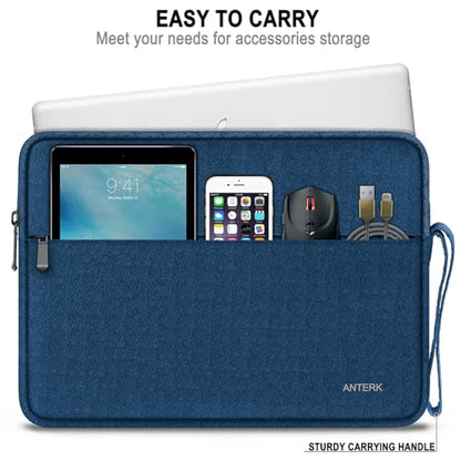 Laptop Sleeve Case 14 Inch, Water Resistant Traveling Computer Cover with Handle, Shockproof Protective Carrying Laptop Bag Compatible for 14 Inch MacBook Air/Pro, HP, Dell, Lenovo, Blue - color: Blue, size: 14 Inch