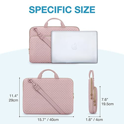 BAGSMART Laptop Sleeve 15-15.6 inch Case Protective Water-Resistant | Lightweight Laptop Bag for Women with Pocket and Handle, Compatible with MacBook, HP, Dell, Acer and Asus notebooks - color: Pink-Shoulder Strap, size: 15.6 Inch