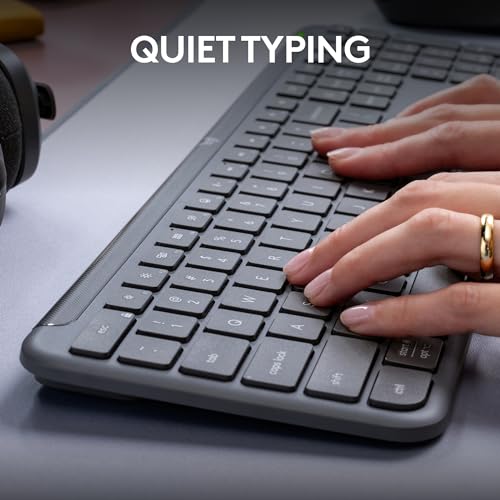 Logitech Signature Slim K950 Wireless Keyboard, Sleek Design, Switch Typing Between Devices, Quiet Typing, Bluetooth, Multi-OS, Windows, Mac, Chrome - Graphite - color: Graphite, style: Battery Powered