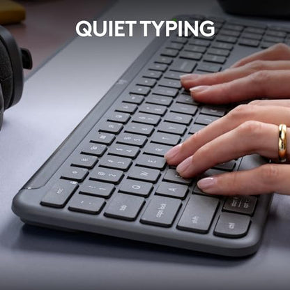 Logitech Signature Slim K950 Wireless Keyboard, Sleek Design, Switch Typing Between Devices, Quiet Typing, Bluetooth, Multi-OS, Windows, Mac, Chrome - Graphite - color: Graphite, style: Battery Powered