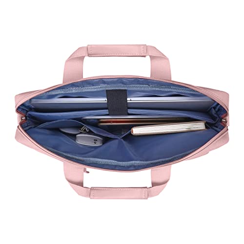 MOSISO Laptop Shoulder Bag 16 inch, 15-15.6 inch Computer Bag | Compatible with MacBook Pro 16 inch, HP, Dell, Lenovo with 2 Raised&1 Flapover&1 Horizontal Pocket&Handle&Belt, Pink - color: Pink, size: 16 inch