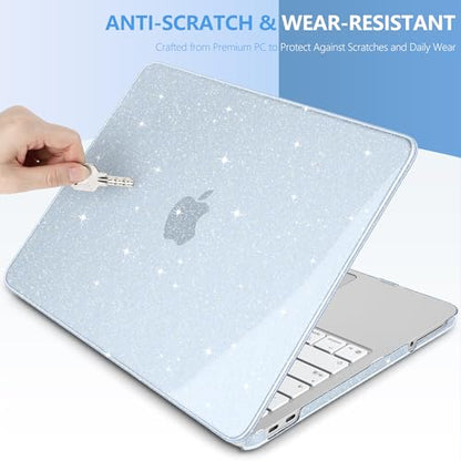 DONGKE Glitter Case for MacBook Neo 13 Inch 2026 (Model A3404 | A18 Pro Chip) | Clear Sparkly Hard Shell Cover with Screen Protector & Keyboard Cover & 2 USB-C Adapters - Bling Lightblue - color: Bling Lightblue