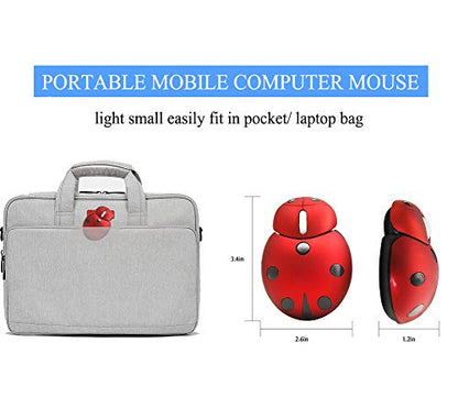 YOCUNKER Mini Cute Wireless Mouse, Portable Mobile Optical Mouse for Kids,Small Tiny Animal Ladybug Shape Cordless Mouse with USB Receiver for Computer Laptop Desktop PC (Red)