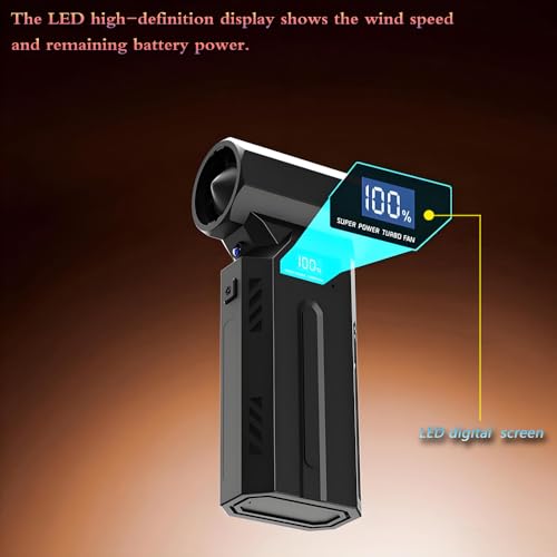 Portable 150W High Speed Turbo Fan air Duster ,130,000RPM led Display 4 Levels Wind Speed and Power, Blowing and Inflating Feature,for Home,outdoor,Car Cordless Air Duster and Rechargeable.Black