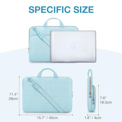 BAGSMART Laptop Sleeve 15-15.6 inch Case Protective Water-Resistant | Lightweight Laptop Bag for Women with Pocket and Handle, Compatible with MacBook, HP, Dell, Acer and Asus notebooks - color: Blue-Shoulder Strap, size: 15.6 Inch