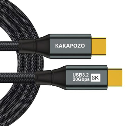 USB C to USB C Monitor Cable 12FT - 8K@60Hz 4K@120Hz DisplayPort Alt Mode - 100W PD Fast Charging - 20Gbps USB 3.2 Gen 2x2 Data Transfer - Single Cable for Video, Power & Data - size: 12FT
