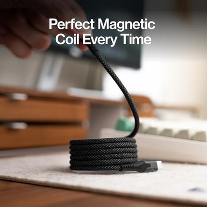 Statik MagStack USB A to USB C Coiling Magnetic Charging Cable, 27W | Nylon Braided Tangle-Free Design, Magnetic Coiling, Data Transfer, Compatible with iPhone & Android, 3FT Black, 5 Pack - color: Black, size: 3ft (5 Pack), style: USB-A to USB-C