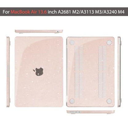 Teryeefi Glitter Case for MacBook Air 13.6 Inch M5 M4 M3 M2 Chip Release 2022-2024 2025 2026 fits Model A3449/A2681/A3113/A3240, Hard Shell Case with Keyboard Cover, Sparkly Cherry Blossom Pink - color: Sparkly Cherry Blossom Pink