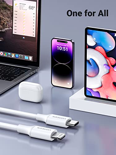 UGREEN USB C to Lightning Cable- 6FT MFi Certified PD Fast Charging Lightning Cord Compatible with iPhone 14/14 Pro/14 Pro Max, iPhone 13/12/11/X/XR/XS/8 Series, MacBook, iPad, AirPods Pro - size: 6FT