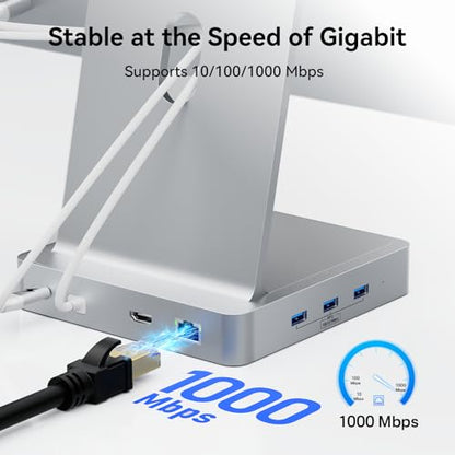 AGEEN 14-Port 10Gbps USB-C Hub for iMac 24 inch 2021/2023/2024 M1/M3/M4, 5 USB-A & 2 USB-C 3.2 Ports, 4K@60Hz HDMI, 1Gbps Ethernet, SD/TF Card Slot, M.2 NVME SSD Slot (SSD Not Included)