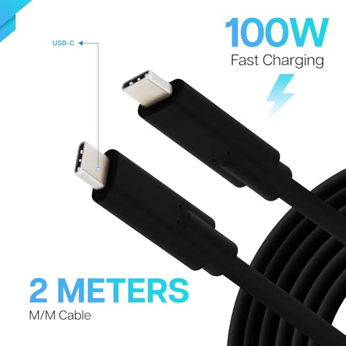VisionTek USB-C Cable USB 3.1 Gen 2 (6.6ft) - 100W 10Gbps, DP Alt Mode | 100W Power Delivery Fast Charging, 10Gbps High-Speed Data Transfer, 4K 60Hz Video Output, Laptop, Tablet, Phone