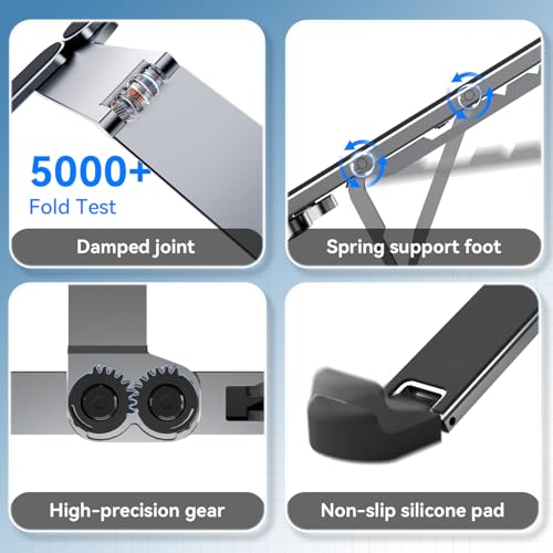 ICE COOREL Portable Laptop Stand, Foldable Laptop Riser for Desk, 6-Level Adjustable Ergonomic Computer Stand, Premium Aluminum Alloy Notebook Holder Compatible with 10-17 Inch Laptops & Tablets - color: SILVER