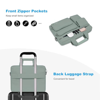 MOSISO Laptop Shoulder Bag 16 inch, 15-15.6 inch Computer Bag | Compatible with MacBook Pro 16 inch, HP, Dell, Lenovo with 2 Raised&1 Flapover&1 Horizontal Pocket&Handle&Belt, Antique Green - color: Antique Green, size: 16 inch