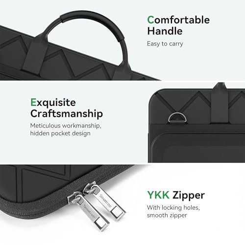 Smatree CityShield 17-18 inch Laptop Shoulder Bag, Sleeve Case with Hard Shell Accessory Pocket, Shoulder Strap, Handle, 360 Protective Case, Anti-Splash Computer Bag (MC01) - color: Black, size: 17-18 inch (MC01)