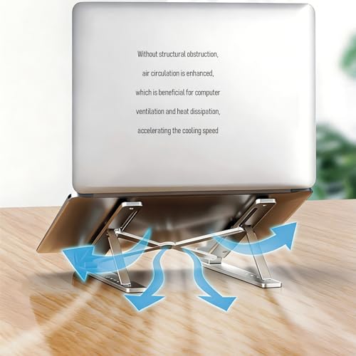 Portable Foldable Laptop Stand Adjustable Cooling Desktop Holder Space Saving Sturdy Structure for All Laptops Notebooks Computer Desk Office Home Use (Black) - color: Black