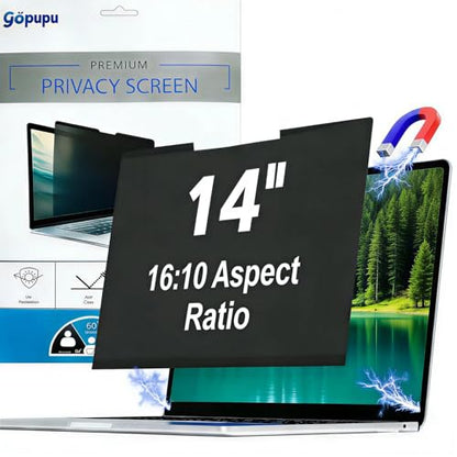 Magnetic 14 Inch Laptop Privacy Screen 16:10 Anti Glare Blue Light | Removable Laptop Screen Protector 14 Shield Blocker Compatible with Chromebook HP Lenovo Thinkpad Dell Pro Plus Asus Samsung - size: 14 inch16by10