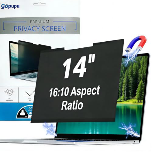Magnetic 14 Inch Laptop Privacy Screen 16:10 Anti Glare Blue Light | Removable Laptop Screen Protector 14 Shield Blocker Compatible with Chromebook HP Lenovo Thinkpad Dell Pro Plus Asus Samsung - size: 14 inch16by10