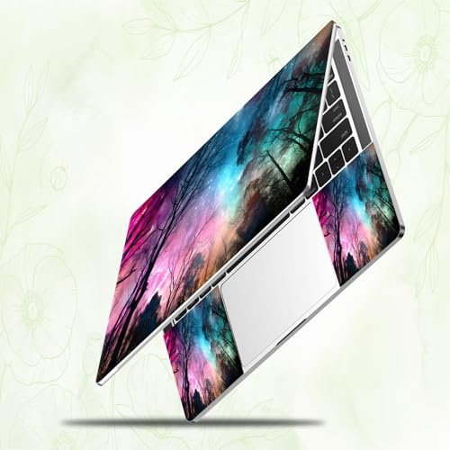 Laptop Skin Sticker Decal, Universal Reusable Vinyl Laptop Cover for 12" 13" 13.3" 14" 15" 15.4" 15.6" Notebook PC, Reusable Waterproof Scratch-Resistant with 2 Wrist Pads,Galaxy Forest Tree - color: Galaxy Forest Tree