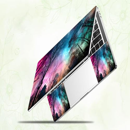 Laptop Skin Sticker Decal, Universal Reusable Vinyl Laptop Cover for 12" 13" 13.3" 14" 15" 15.4" 15.6" Notebook PC, Reusable Waterproof Scratch-Resistant with 2 Wrist Pads,Galaxy Forest Tree - color: Galaxy Forest Tree