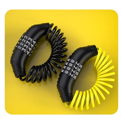 Windance 2pcs Motorcycle Helmet Lock Cable, Anti-Theft Retractable Luggage Lock with 4 Digit Password Combination Security Lock (Black+Yellow) - color: Black+Yellow