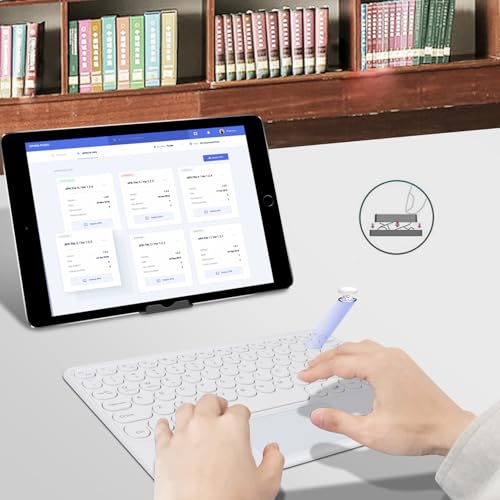 Wireless Bluetooth Keyboard with Touchpad 10inch Portable Rechargeable Slim Keyboard for iPad Pro/iPad Air/iPad 9.7/iPad 10.2/iPad mini and Other iOS Android Windows Devices(White) - color: white