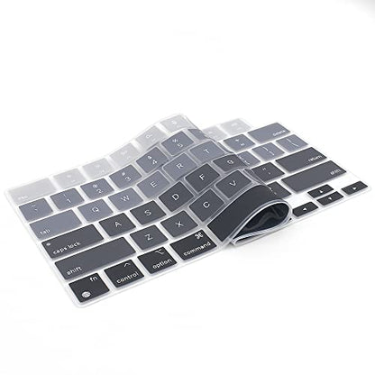 ProElife Keyboard Cover Skin for MacBook Air 13/15 Inch M5 M4, Ombre Gray | US Enter, Ultra Thin (0.26 mm), Silicone Protective Skin, Easy to Apply, Washable & Reusable, Dust-proof, Precision Molded - color: Ombre Gray
