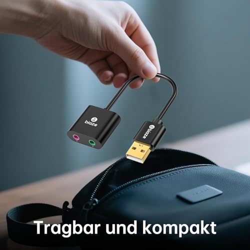 USB Audio Adapter USB Sound Card for PC/Computer/Laptops/PS5/PS4 | USB to 3.5mm Jack Audio Adapter, Plug and Play, No Drivers Needed, 3.5mm Headphone and Microphone TRS Jack, for Windows & Mac - color: A-Black