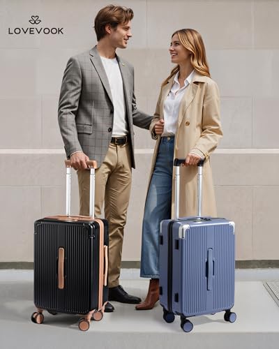 LOVEVOOK Hardside Carry On Luggage 22x14x9 Airline Approved, Small Suitcase | 20 Inch Hard Shell with 3 Multiple Handles, Silent 360° Spinner Wheels With TSA Lock for Trip - color: Blue