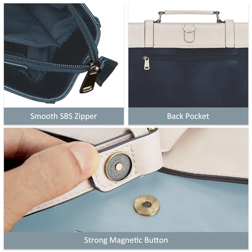ECOSUSI Laptop Bag for Women Vegan Leather Messenger Bag Fashion Briefcase Computer Satchel Bag - color: Light Blue