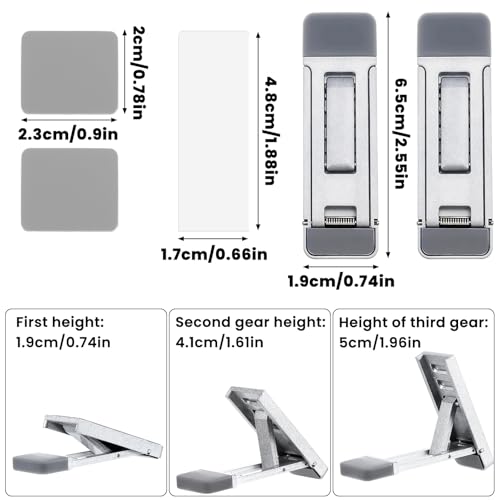 Mini Portable Laptop Stand for Desk, Portable Keyboard Riser Three Tilt Angle Adjustable Foldable Invisible Laptop Riser Self-Adhesive Computer Stand Feet for Most Keyboards (Silver, 2) - style: Silver