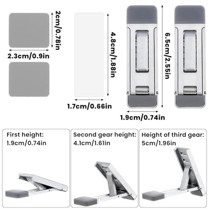 Mini Portable Laptop Stand for Desk, Portable Keyboard Riser Three Tilt Angle Adjustable Foldable Invisible Laptop Riser Self-Adhesive Computer Stand Feet for Most Keyboards (Silver, 2) - style: Silver