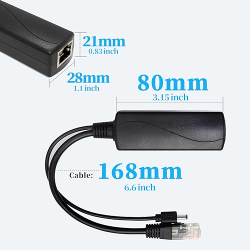 2.5G PoE Splitter 12V/1A, DC 5.5 * 2.1mm Plug, 48V PoE to DC 12V/1A 12W Output, 2.5Gbps Ethernet Comply IEEE802.3af/at, Plug and Play for IP Camera, Smart Home - style: PS5712G-X DC 5.5 x 2.1 12V/1A