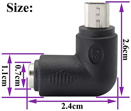 90 Degree Micro DC Power Adapter 90 Degree DC5.5x2.1mm to Micro USB 5V DC Power Supply Charging Connector for Cellphone, Tablet,MP3 and Micro USB Device.(2Pack/Micro) - color: Micro