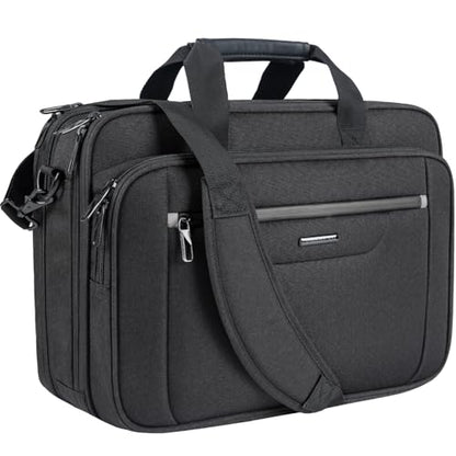 VANKEAN 17.3" Expandable Waterproof Laptop Briefcase for Travel & Business | Multi Functional Compartment,Padded Shoulder Strap,Convenient Luggage Strap,Water-Repellent Fabric,Padded Laptop Compartment - color: Black-grey, size: 17.3 Inch