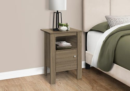 Penau Accent Table, Side Table, Nightstand with Storage, Brown Laminate Design, Spacious Open Shelf, Closed Cabinet, Sturdy Square Legs, 17.25 Inchs L x 14 Inchs W x 24.25 Inchs H