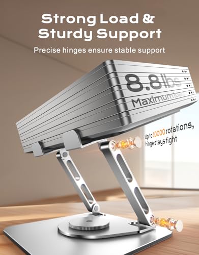 RIWUCT 360° Rotatable Laptop Stand for Desk Adjustable Height, Ergonomic Laptop Riser Holder with Dual-bar Support, Portable Computer Notebook Stand for MacBook Air Pro, Dell XPS, HP (10-16") - style: Rotatable