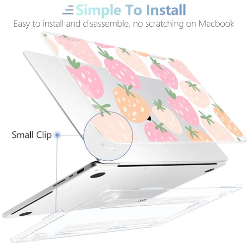 MEEgoodo Compatible with MacBook Pro 14 inch Case (M5/M4/M3/M2/M1) Pro/Max 2026 2025 2024 2023 2021, Fit Model A3427/A3426/A3434/A3112/A3401/A3185/A2918/A2992/A2779/A2442, Colorful Drawn Strawberries - color: Cute Drawn Strawberries