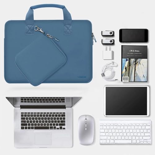 Hseok Laptop Sleeve 13.3-14 inch Case with Small Pouch, Neoprene Computer Bag Compatible with MacBook Neo/Pro 14 M5/M4/M3/M2/M1, Mac Air/Pro 13.3, XPS 14 and Most 13-14 inch Notebooks,Haze Blue - color: Haze blue, size: 13"-14"